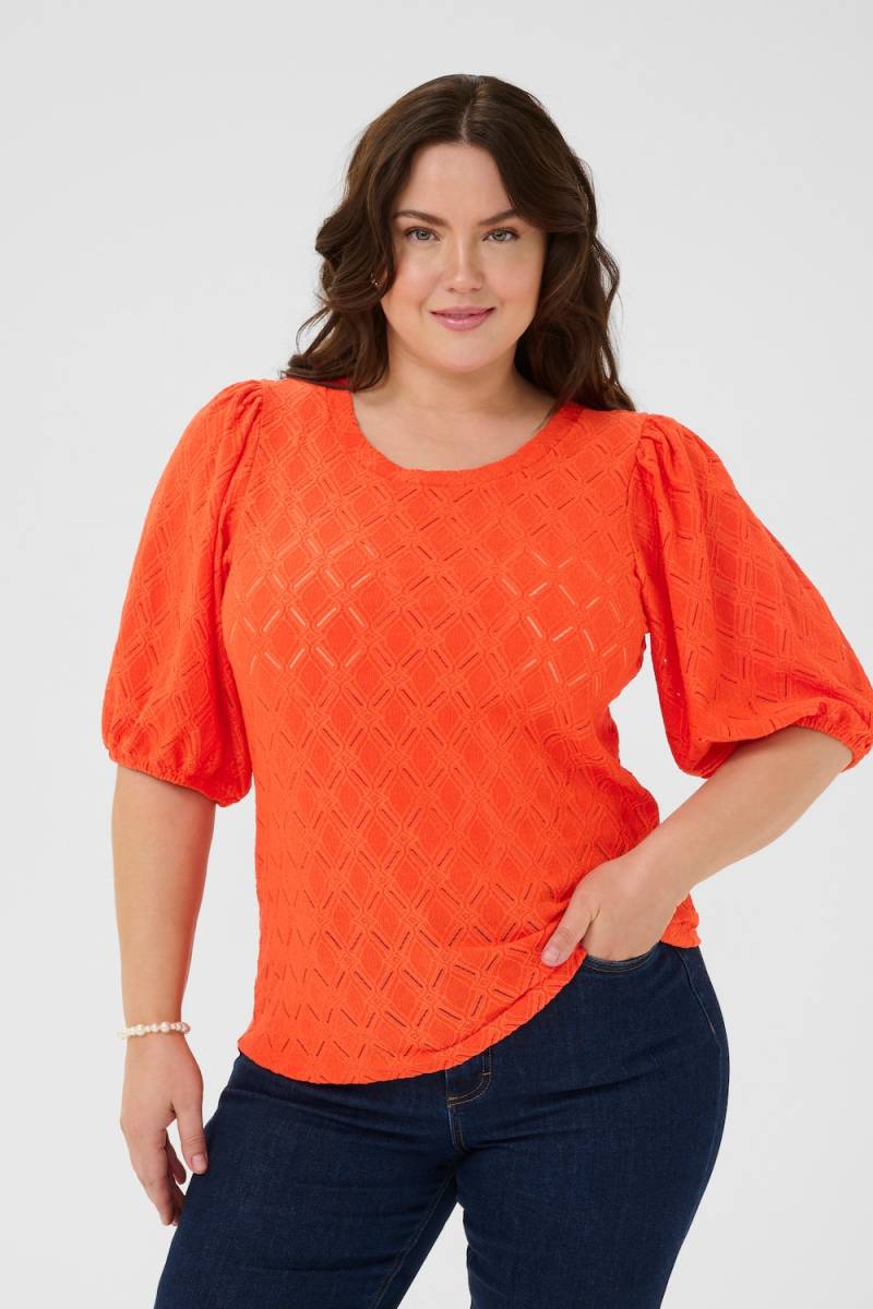 Große Größen Kurzarm-Bluse Regular fit, Damen, rosa, Größe: L, Polyester, Happy Size DE Women von KAFFE Curve