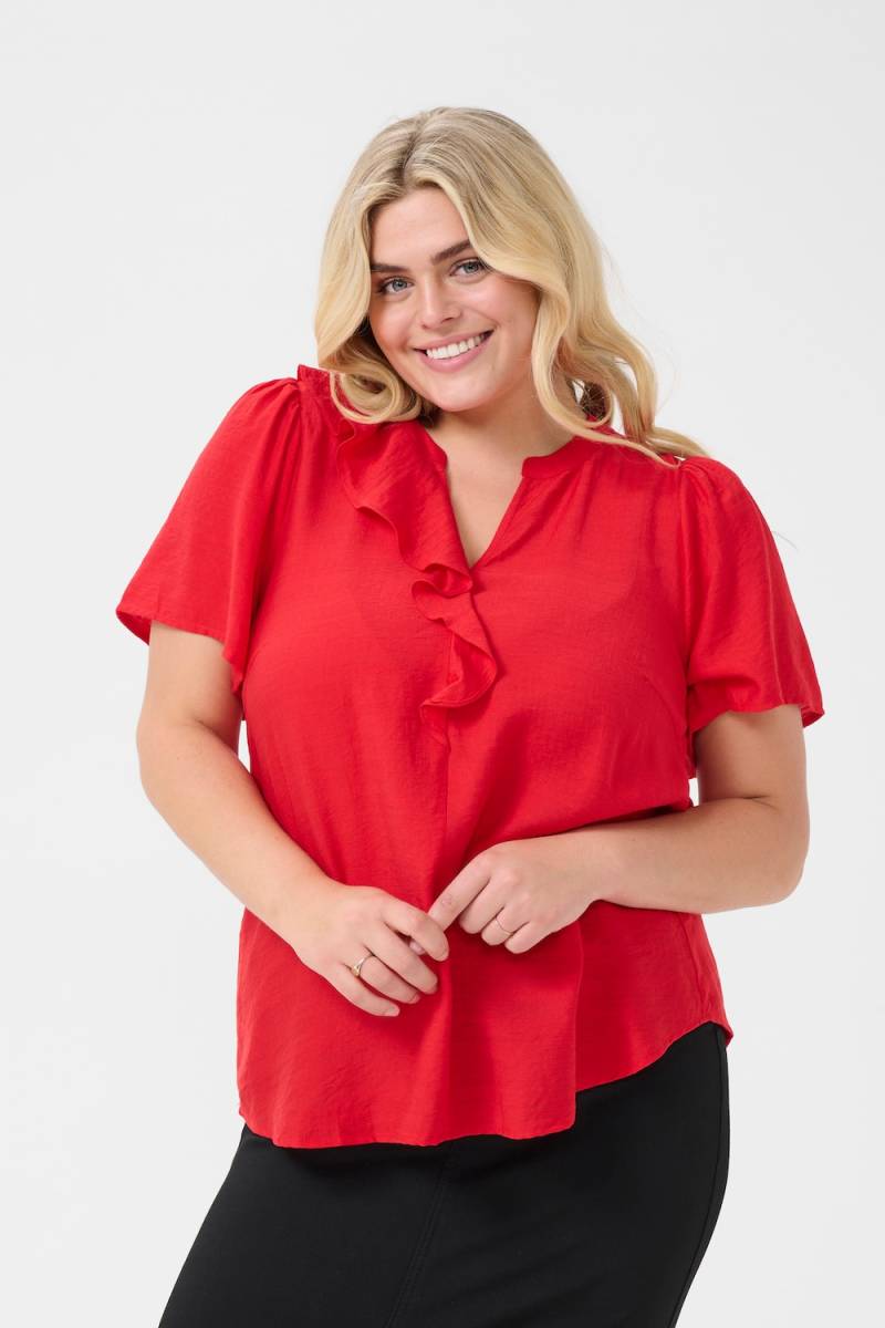 Große Größen Kurzarm-Bluse Regular fit, Damen, rot, Größe: 48, Viskose/Synthetische Fasern, Happy Size DE Women von KAFFE Curve
