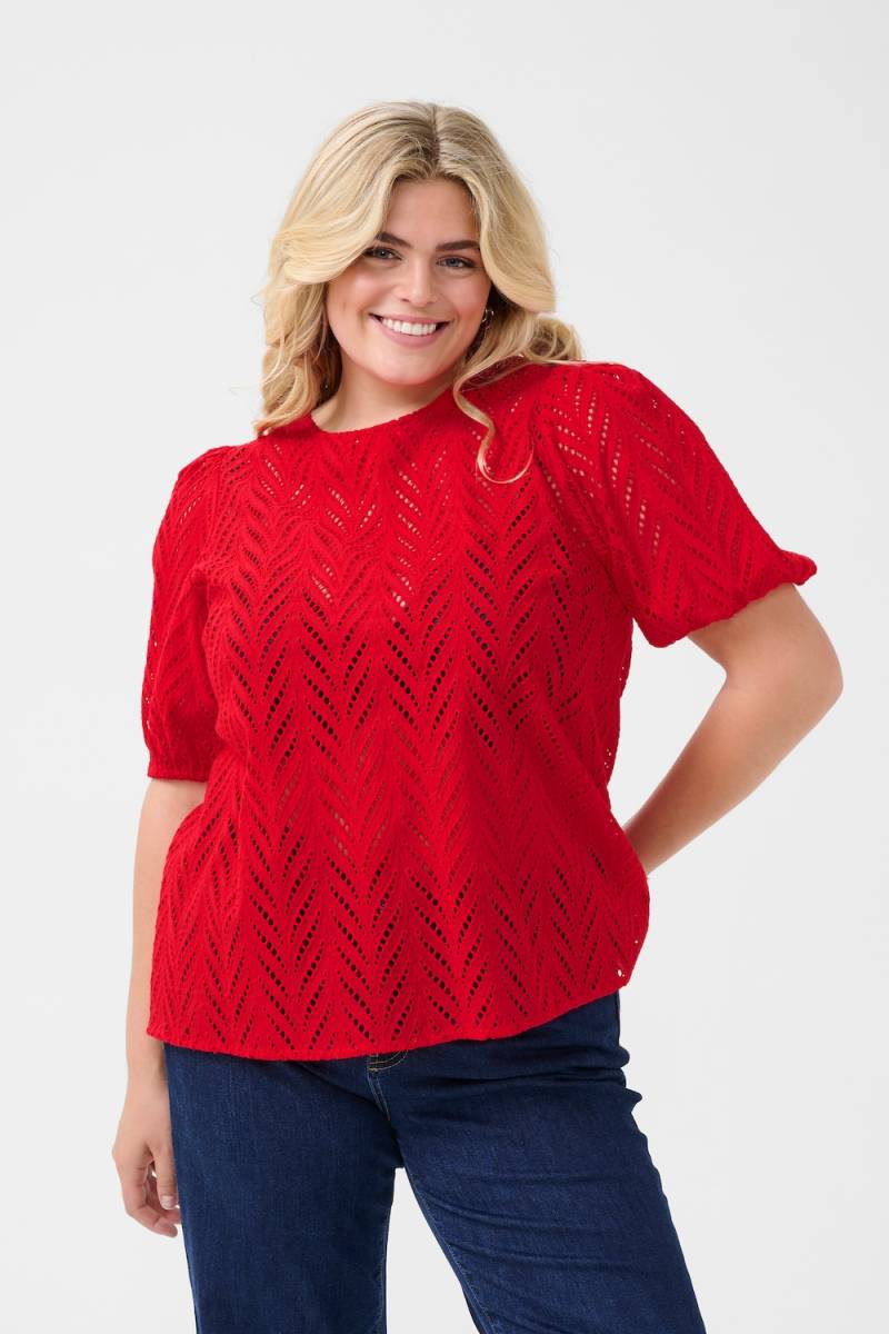 Große Größen Kurzarm-Bluse Regular fit, Damen, rot, Größe: 54, Baumwolle, Happy Size DE Women Große Größen Kurzarm-Bluse Regular fit, Damen, rot, Größe: 54, Baumwolle, Happy Size DE Women von KAFFE Curve