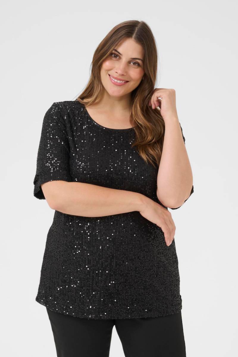 Große Größen Kurzarm-Bluse Regular fit, Damen, schwarz, Größe: L, Polyester, Happy Size DE Women Große Größen Kurzarm-Bluse Regular fit, Damen, schwarz, Größe: L, Polyester, Happy Size DE Women von KAFFE Curve