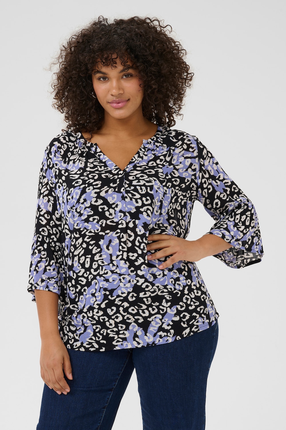 Große Größen Kurzarm-Bluse Regular fit, Damen, türkis, Größe: 44, Viskose, Happy Size DE Women Große Größen Kurzarm-Bluse Regular fit, Damen, türkis, Größe: 44, Viskose, Happy Size DE Women von KAFFE Curve