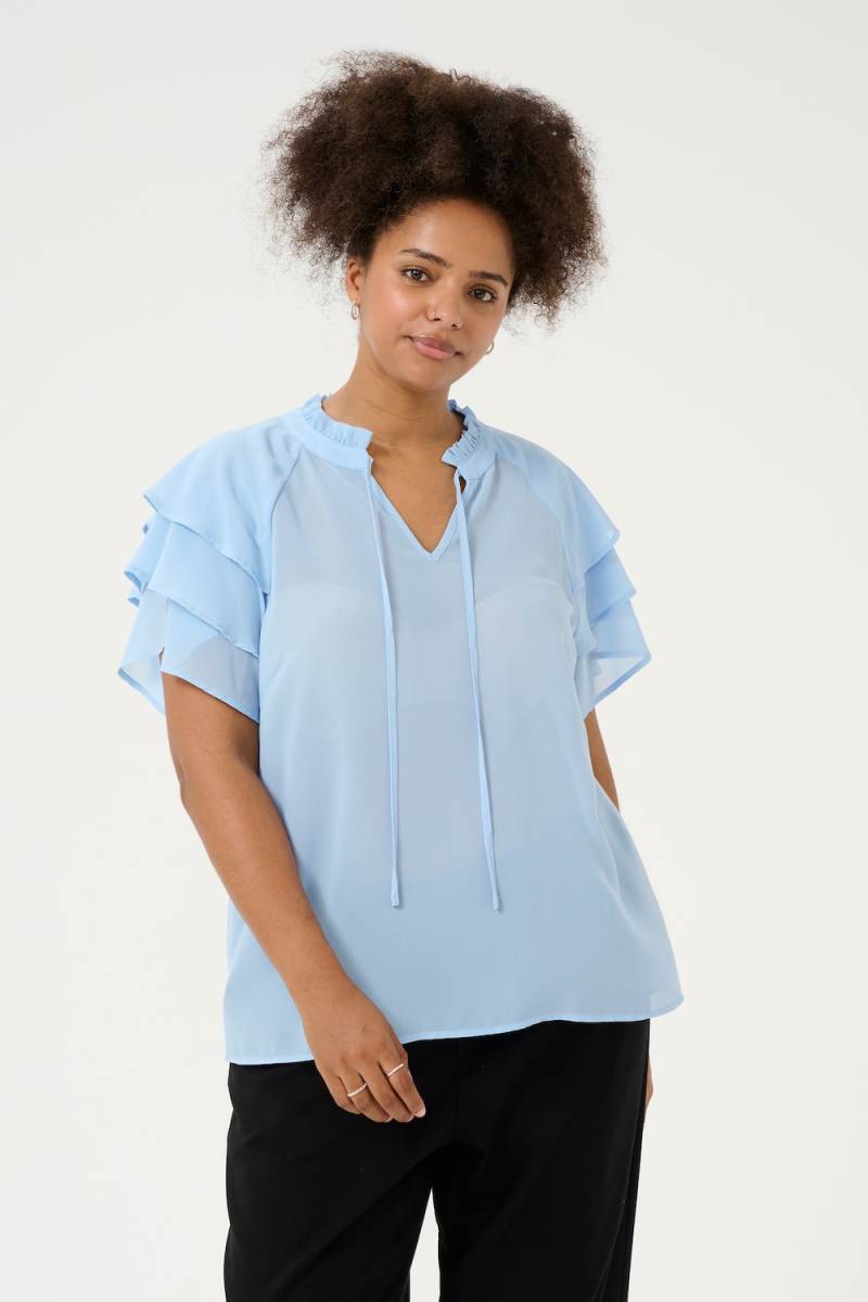Große Größen Kurzarm-Bluse Regular fit, Damen, türkis, Größe: 50, Polyester, Happy Size DE Women von KAFFE Curve
