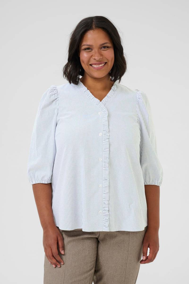 Große Größen Langarm-Bluse A-shape, Damen, schwarz, Größe: 46, Baumwolle/Polyester, Happy Size DE Women von KAFFE Curve