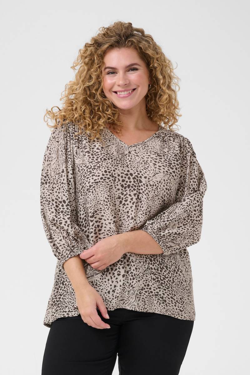 Große Größen Langarm-Bluse Loose fit, Damen, braun, Größe: 46, Viskose/Synthetische Fasern, Happy Size DE Women Große Größen Langarm-Bluse Loose fit, Damen, braun, Größe: 46, Viskose/Synthetische Fasern, Happy Size DE Women von KAFFE Curve