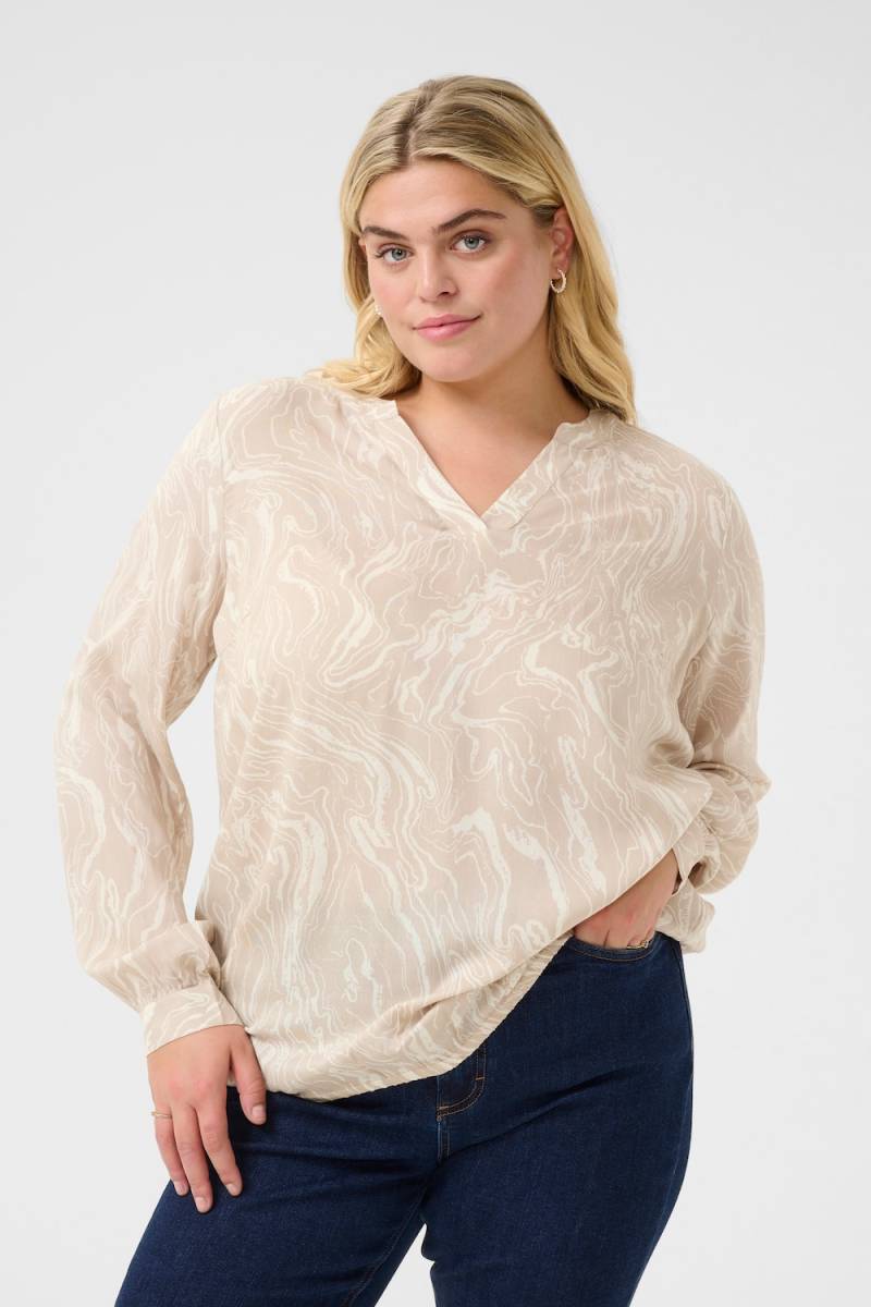 Große Größen Langarm-Bluse Regular fit, Damen, beige, Größe: 48, Viskose, Happy Size DE Women Große Größen Langarm-Bluse Regular fit, Damen, beige, Größe: 48, Viskose, Happy Size DE Women von KAFFE Curve