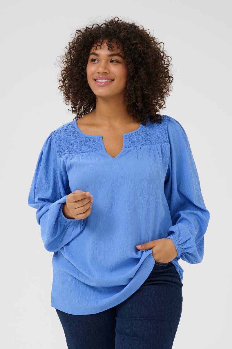 Große Größen Langarm-Bluse Regular fit, Damen, blau, Größe: 44, Polyester, Happy Size DE Women von KAFFE Curve