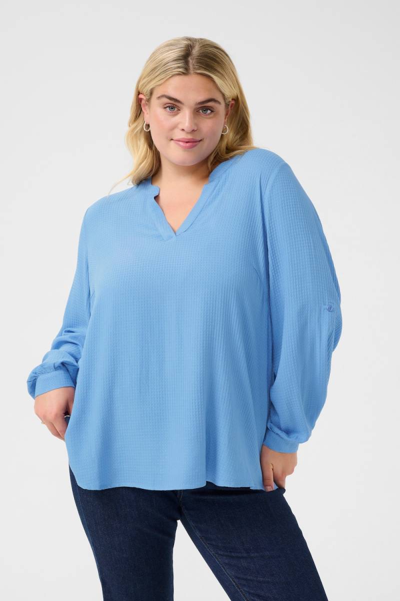 Große Größen Langarm-Bluse Regular fit, Damen, blau, Größe: 54, Viskose, Happy Size DE Women Große Größen Langarm-Bluse Regular fit, Damen, blau, Größe: 54, Viskose, Happy Size DE Women von KAFFE Curve