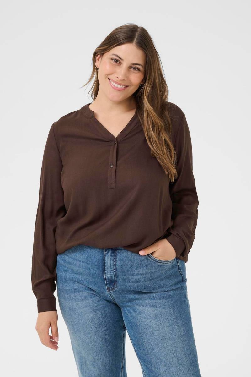 Große Größen Langarm-Bluse Regular fit, Damen, braun, Größe: 46, Viskose, Happy Size DE Women Große Größen Langarm-Bluse Regular fit, Damen, braun, Größe: 46, Viskose, Happy Size DE Women von KAFFE Curve