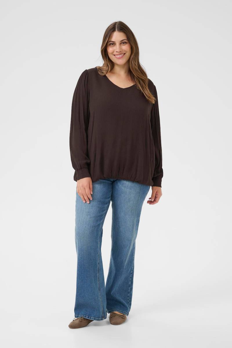 Große Größen Langarm-Bluse Regular fit, Damen, braun, Größe: 48, Viskose, Happy Size DE Women Große Größen Langarm-Bluse Regular fit, Damen, braun, Größe: 48, Viskose, Happy Size DE Women von KAFFE Curve