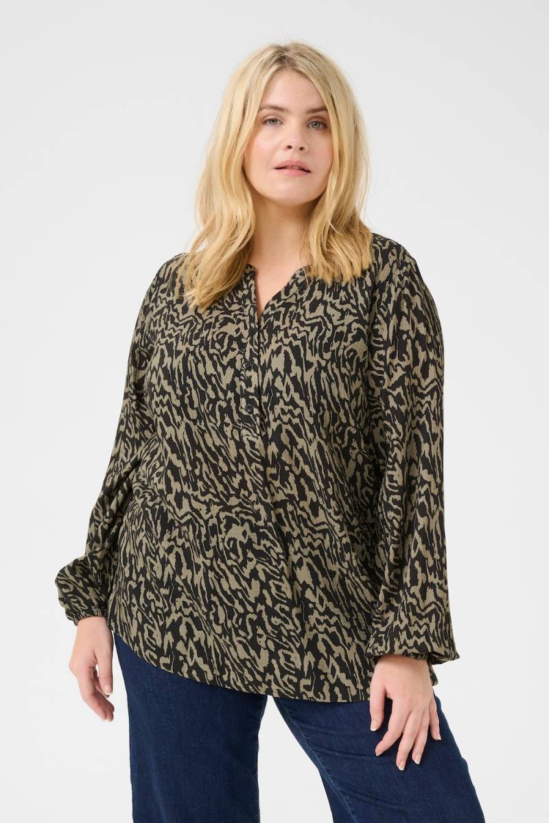 Große Größen Langarm-Bluse Regular fit, Damen, braun, Größe: 48, Viskose, Happy Size DE Women von KAFFE Curve