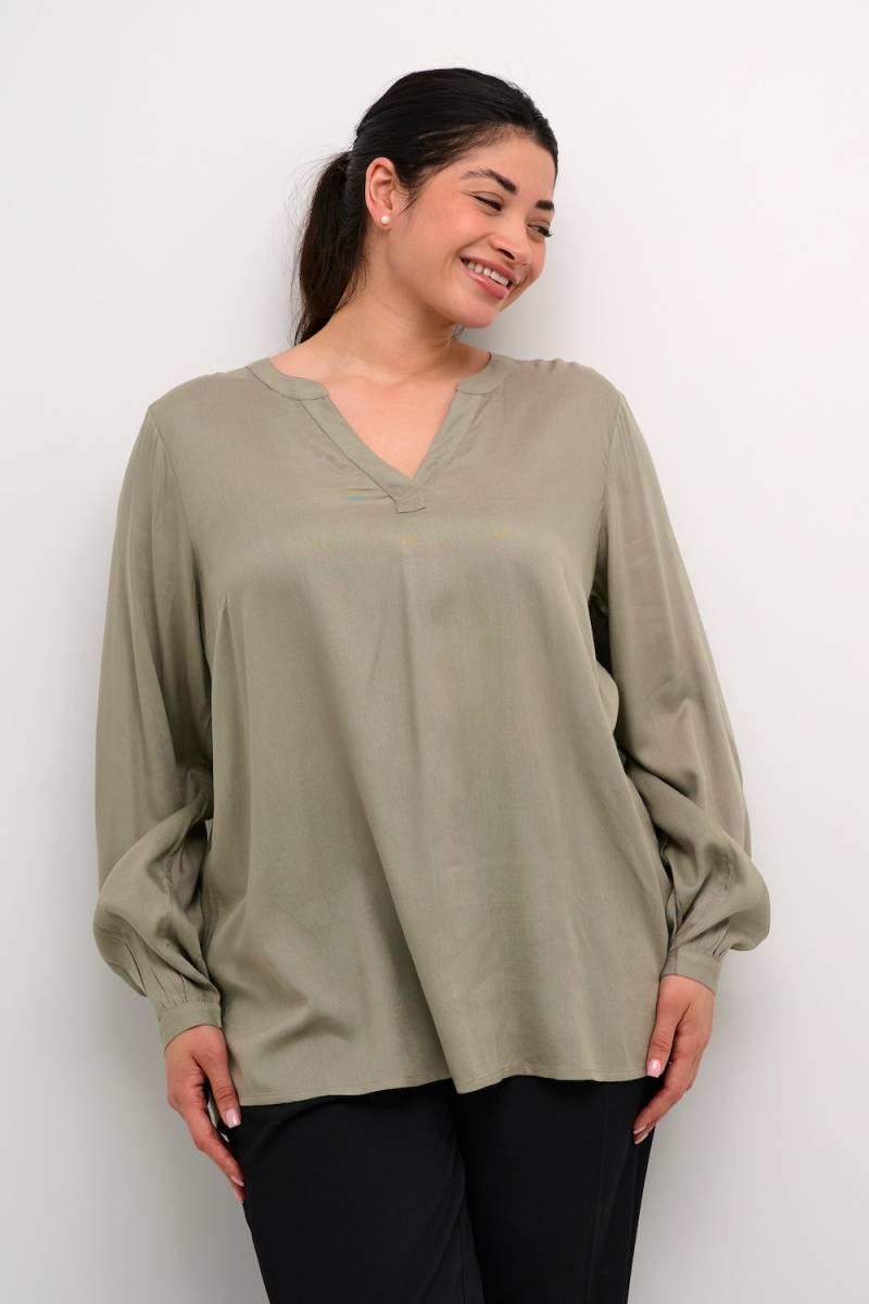 Große Größen Langarm-Bluse Regular fit, Damen, grau, Größe: 44, Viskose, Happy Size DE Women Große Größen Langarm-Bluse Regular fit, Damen, grau, Größe: 44, Viskose, Happy Size DE Women von KAFFE Curve