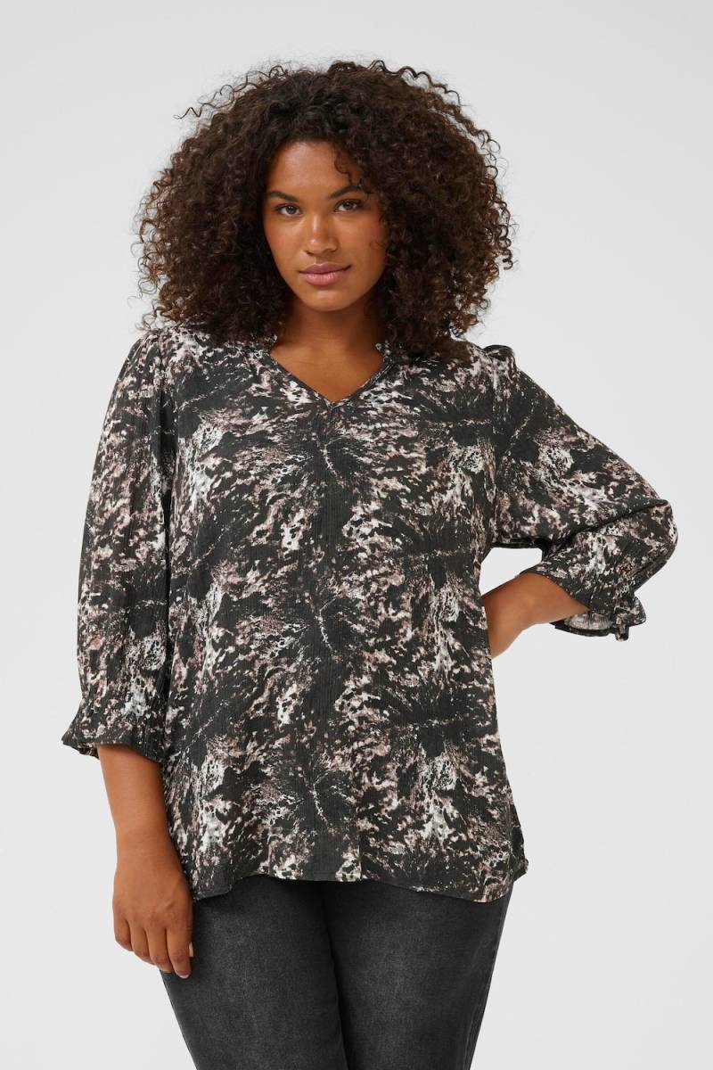 Große Größen Langarm-Bluse Regular fit, Damen, grau, Größe: 44, Viskose, Happy Size DE Women Große Größen Langarm-Bluse Regular fit, Damen, grau, Größe: 44, Viskose, Happy Size DE Women von KAFFE Curve