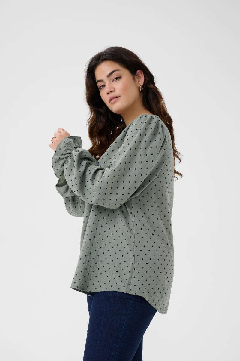 Große Größen Langarm-Bluse Regular fit, Damen, grau, Größe: 54, Polyester, Happy Size DE Women von KAFFE Curve