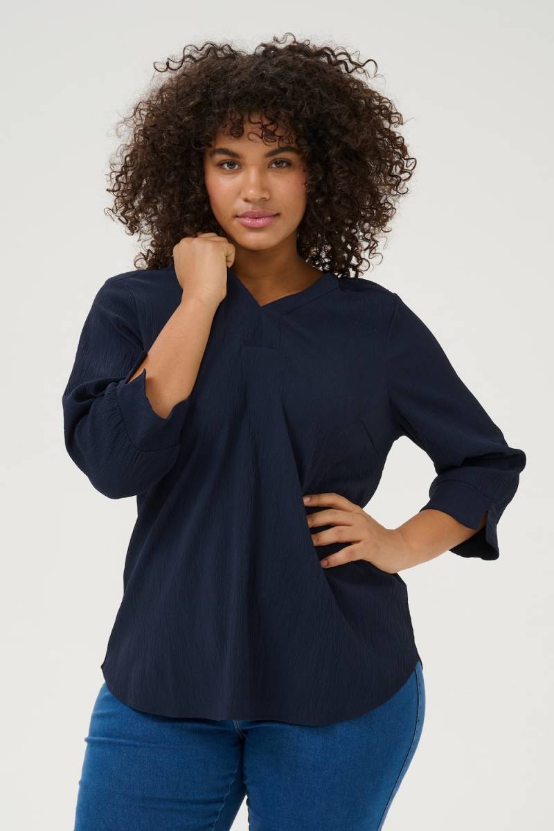 Große Größen Langarm-Bluse Regular fit, Damen, grau, Größe: 54, Polyester, Happy Size DE Women von KAFFE Curve