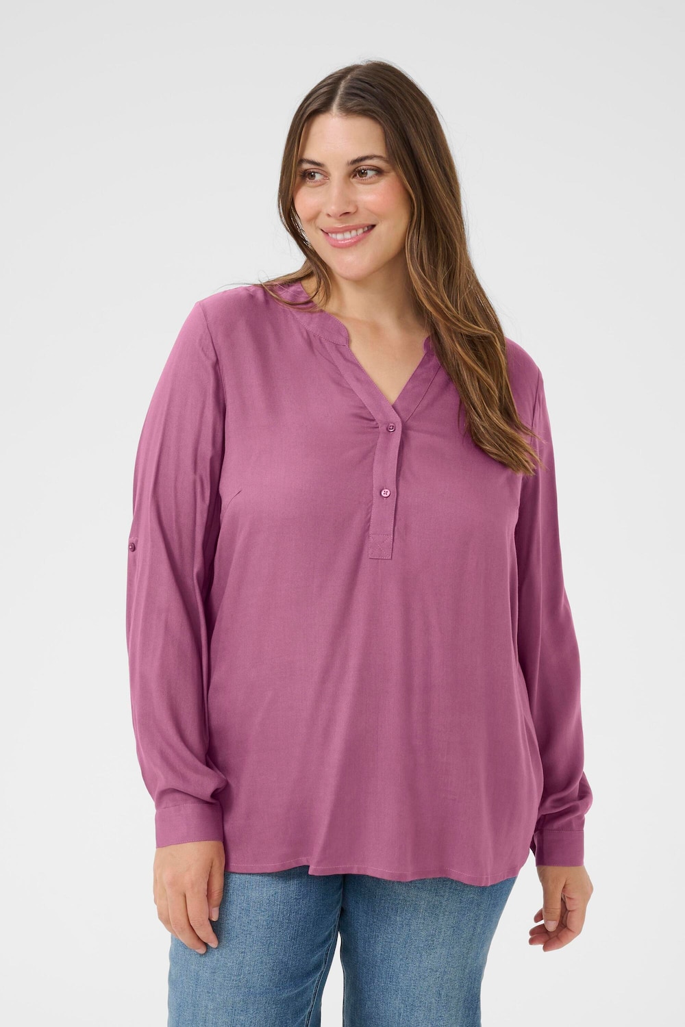 Große Größen Langarm-Bluse Regular fit, Damen, lila, Größe: 50, Viskose, Happy Size DE Women Große Größen Langarm-Bluse Regular fit, Damen, lila, Größe: 50, Viskose, Happy Size DE Women von KAFFE Curve
