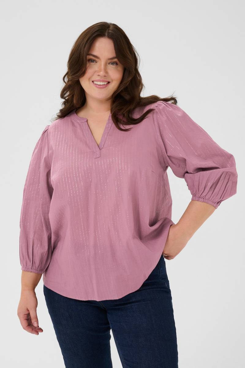 Große Größen Langarm-Bluse Regular fit, Damen, lila, Größe: 54, Baumwolle, Happy Size DE Women von KAFFE Curve