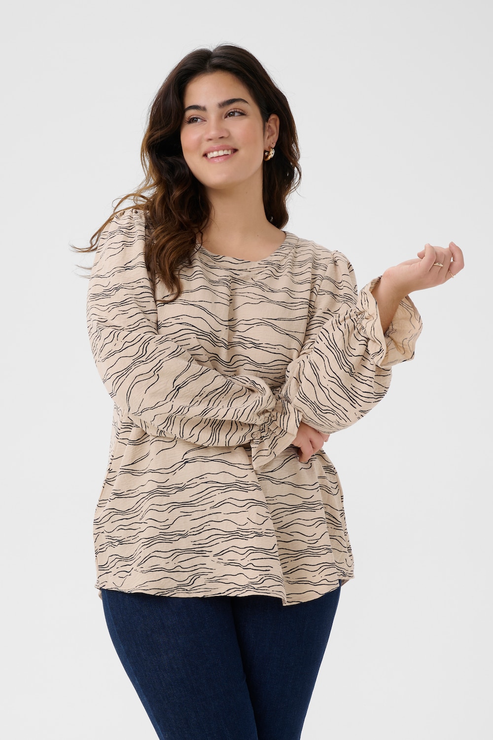 Große Größen Langarm-Bluse Regular fit, Damen, orange, Größe: 44, Polyester, Happy Size DE Women Große Größen Langarm-Bluse Regular fit, Damen, orange, Größe: 44, Polyester, Happy Size DE Women von KAFFE Curve