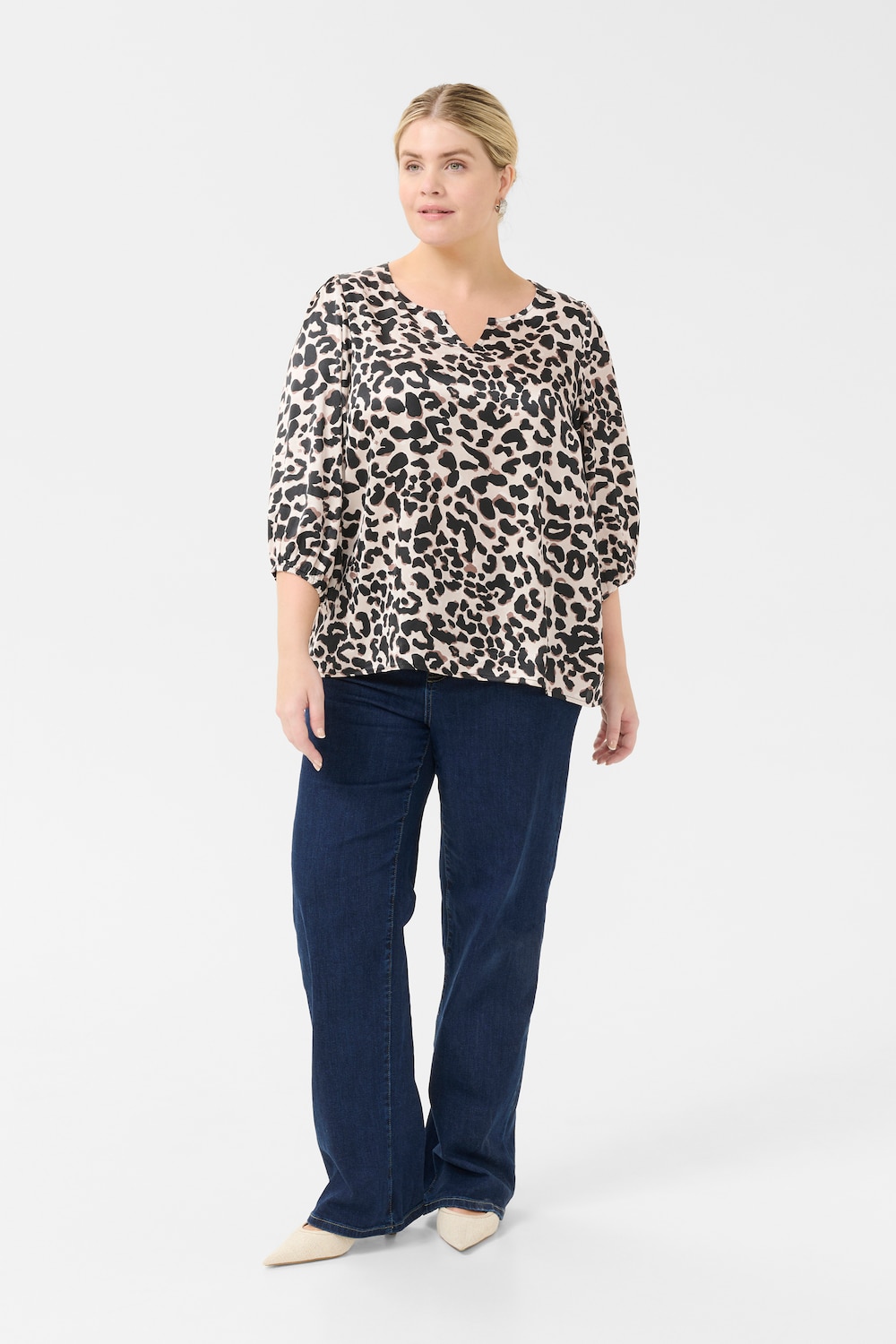 Große Größen Langarm-Bluse Regular fit, Damen, orange, Größe: 54, Polyester, Happy Size DE Women von KAFFE Curve
