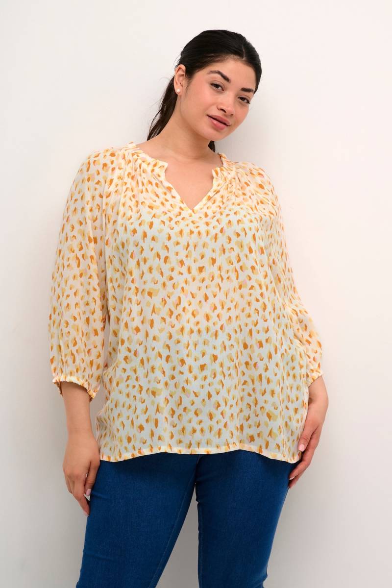 Große Größen Langarm-Bluse Regular fit, Damen, orange, Größe: 54, Viskose, Happy Size DE Women von KAFFE Curve