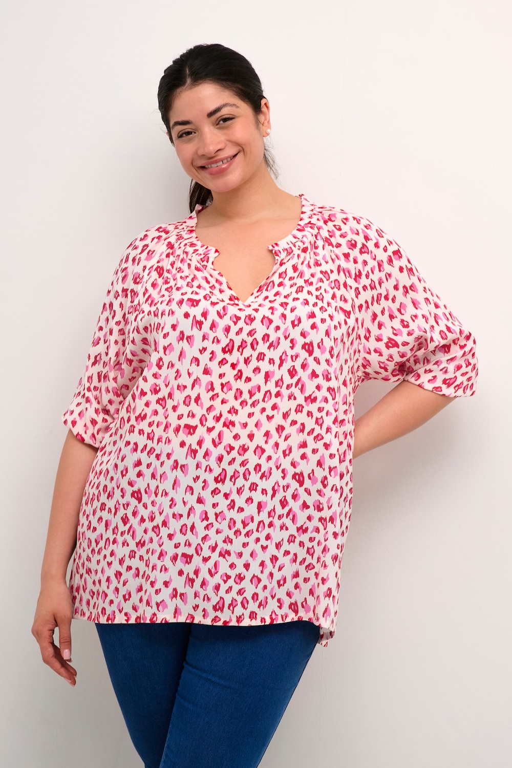 Große Größen Langarm-Bluse Regular fit, Damen, rosa, Größe: 54, Viskose, Happy Size DE Women Große Größen Langarm-Bluse Regular fit, Damen, rosa, Größe: 54, Viskose, Happy Size DE Women von KAFFE Curve