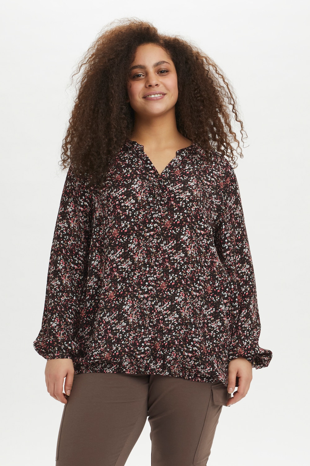 Große Größen Langarm-Bluse Regular fit, Damen, rot, Größe: 50, Viskose, Happy Size DE Women von KAFFE Curve