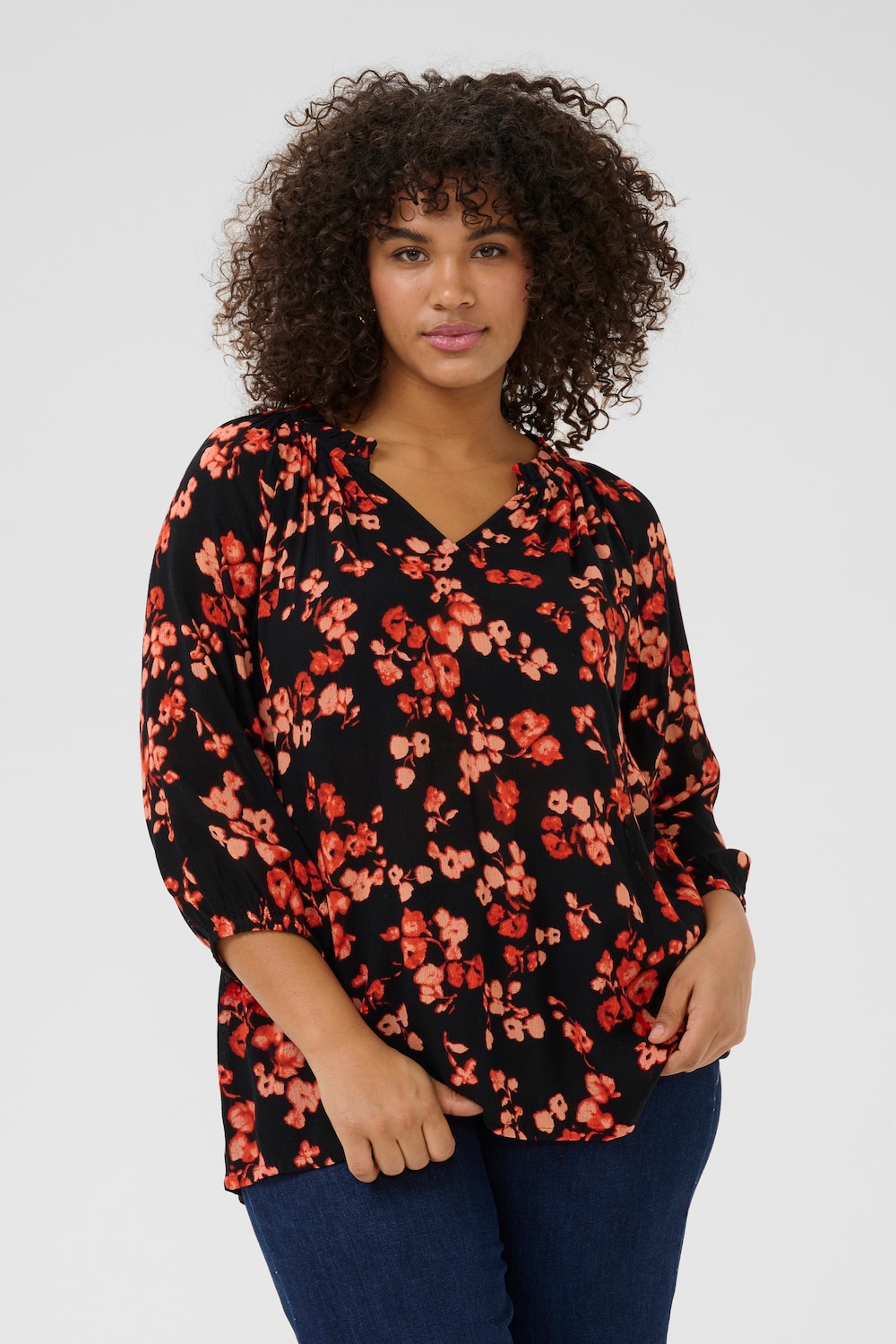 Große Größen Langarm-Bluse Regular fit, Damen, rot, Größe: 52, Viskose, Happy Size DE Women Große Größen Langarm-Bluse Regular fit, Damen, rot, Größe: 52, Viskose, Happy Size DE Women von KAFFE Curve