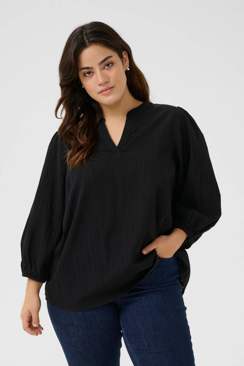 Große Größen Langarm-Bluse Regular fit, Damen, schwarz, Größe: 44, Baumwolle, Happy Size DE Women von KAFFE Curve