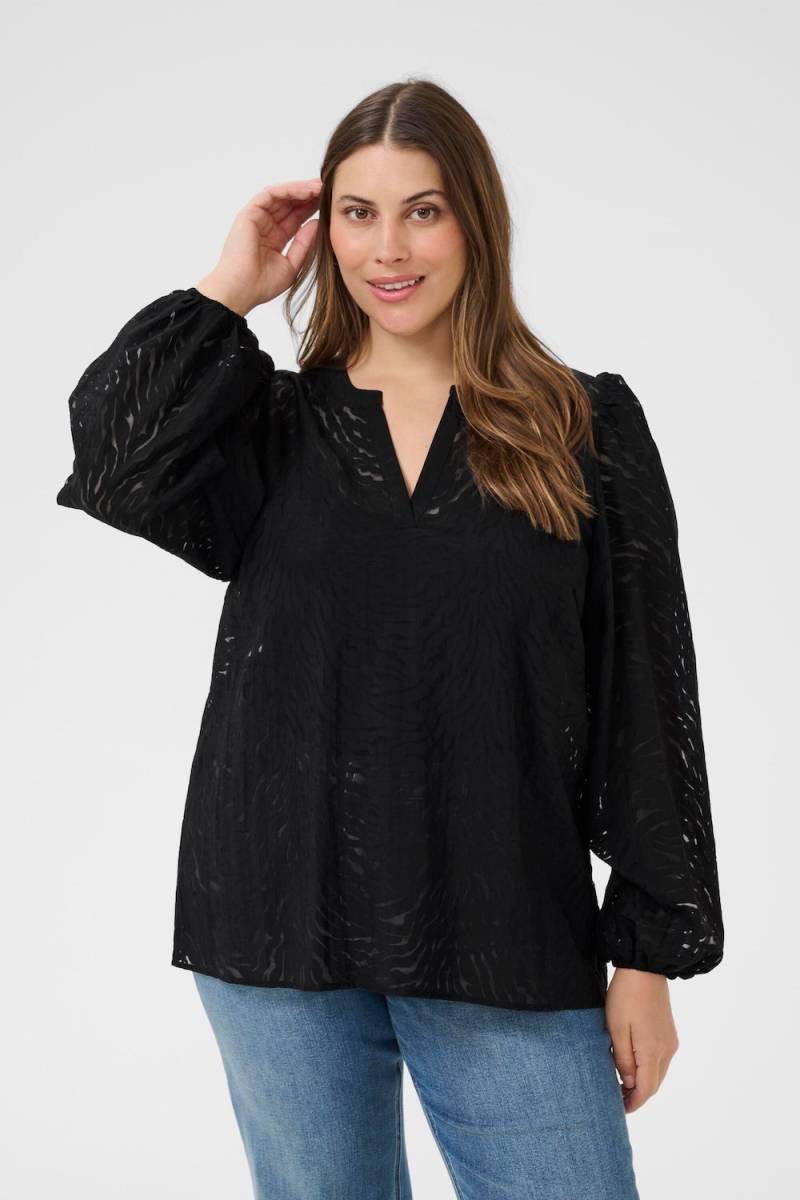 Große Größen Langarm-Bluse Regular fit, Damen, schwarz, Größe: 48, Polyester/Synthetische Fasern, Happy Size DE Women von KAFFE Curve