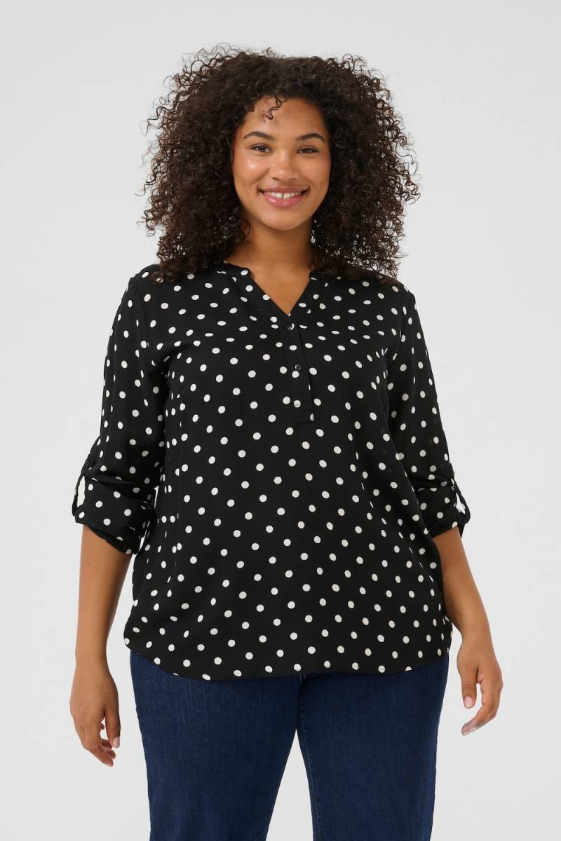 Große Größen Langarm-Bluse Regular fit, Damen, schwarz, Größe: 48, Viskose, Happy Size DE Women von KAFFE Curve