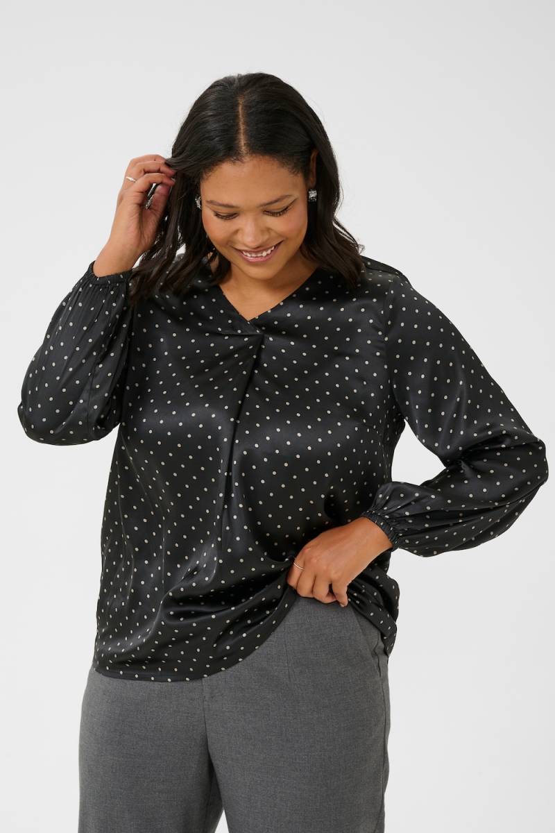 Große Größen Langarm-Bluse Regular fit, Damen, schwarz, Größe: 50, Polyester, Happy Size DE Women von KAFFE Curve