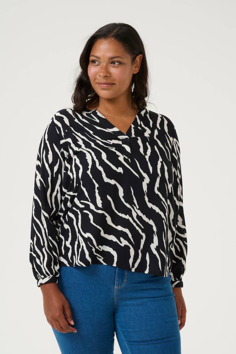 Große Größen Langarm-Bluse Regular fit, Damen, schwarz, Größe: 50, Viskose, Happy Size DE Women Große Größen Langarm-Bluse Regular fit, Damen, schwarz, Größe: 50, Viskose, Happy Size DE Women von KAFFE Curve