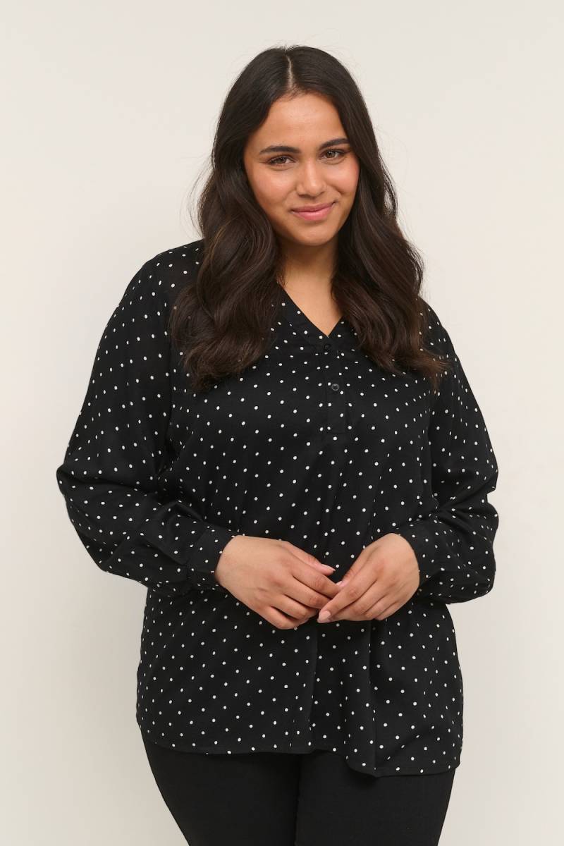 Große Größen Langarm-Bluse Regular fit, Damen, schwarz, Größe: 52, Viskose, Happy Size DE Women von KAFFE Curve