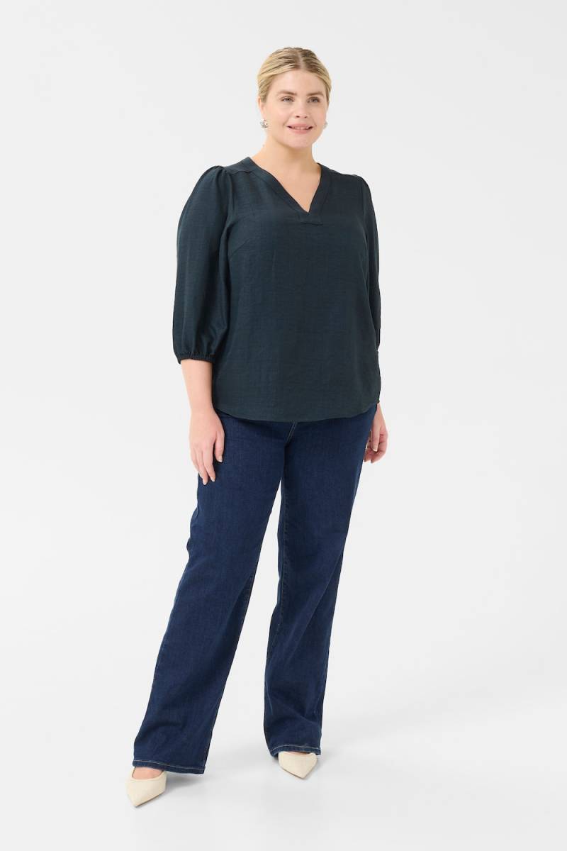 Große Größen Langarm-Bluse Regular fit, Damen, türkis, Größe: 48, Polyester, Happy Size DE Women Große Größen Langarm-Bluse Regular fit, Damen, türkis, Größe: 48, Polyester, Happy Size DE Women von KAFFE Curve