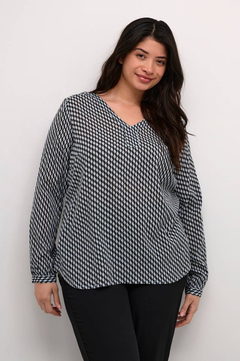 Große Größen Langarm-Bluse Regular fit, Damen, türkis, Größe: 54, Viskose, Happy Size DE Women von KAFFE Curve