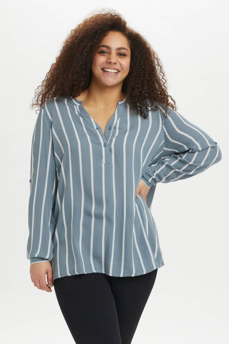 Große Größen Langarm-Bluse Regular fit, Damen, türkis, Größe: 54, Viskose, Happy Size DE Women von KAFFE Curve
