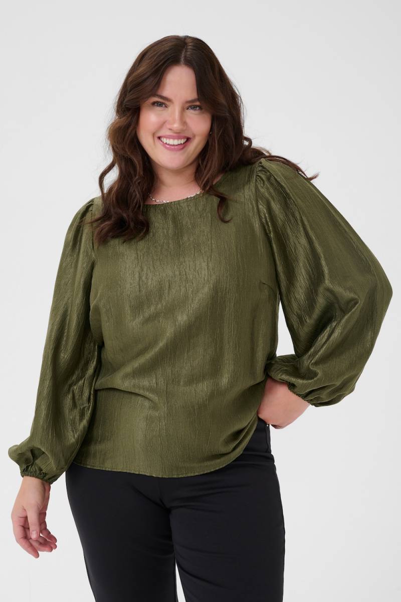 Große Größen Langarm-Bluse Regular fit, Damen, türkis, Größe: 54, Viskose/Polyester, Happy Size DE Women von KAFFE Curve