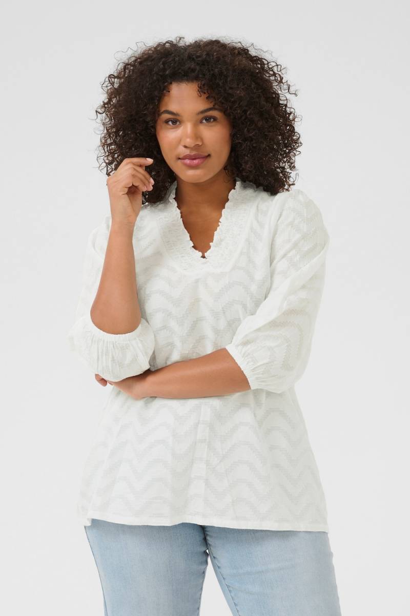 Große Größen Langarm-Bluse Regular fit, Damen, weiß, Größe: 46, Baumwolle, Happy Size DE Women Große Größen Langarm-Bluse Regular fit, Damen, weiß, Größe: 46, Baumwolle, Happy Size DE Women von KAFFE Curve