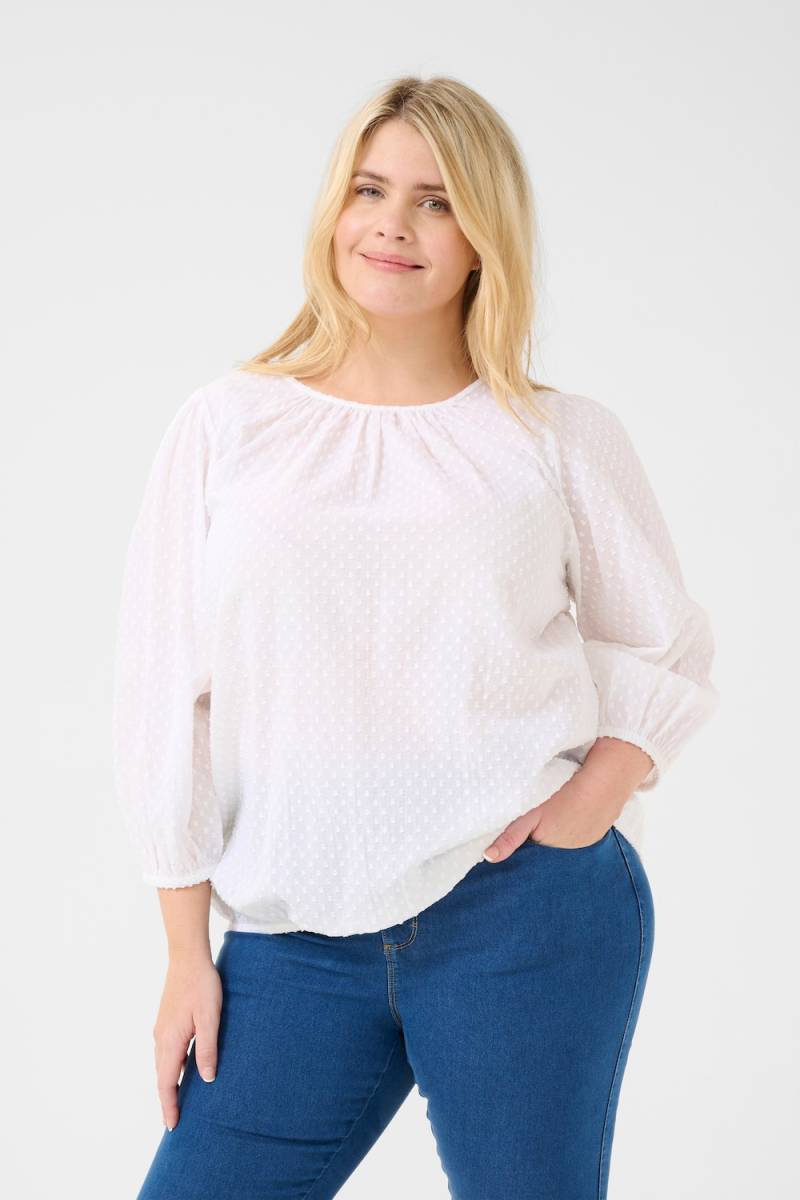 Große Größen Langarm-Bluse Regular fit, Damen, weiß, Größe: 46, Baumwolle, Happy Size DE Women von KAFFE Curve