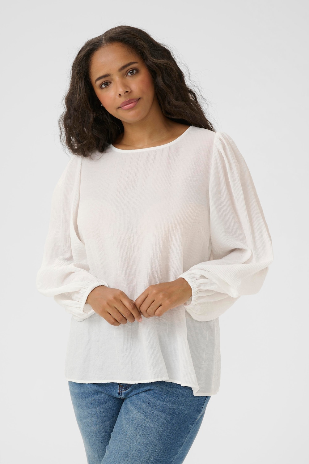 Große Größen Langarm-Bluse Regular fit, Damen, weiß, Größe: 50, Viskose/Synthetische Fasern, Happy Size DE Women Große Größen Langarm-Bluse Regular fit, Damen, weiß, Größe: 50, Viskose/Synthetische Fasern, Happy Size DE Women von KAFFE Curve