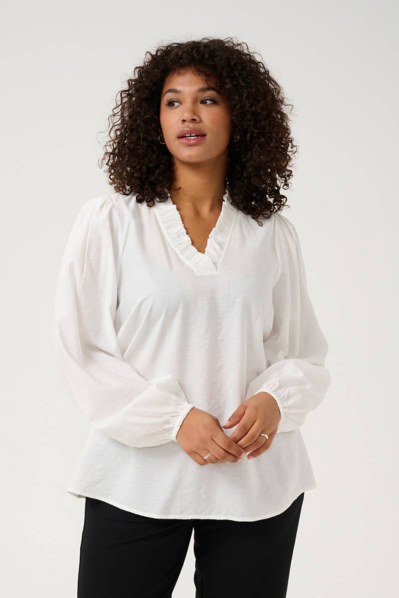 Große Größen Langarm-Bluse Regular fit, Damen, weiß, Größe: 52, Viskose/Nylon, Happy Size DE Women Große Größen Langarm-Bluse Regular fit, Damen, weiß, Größe: 52, Viskose/Nylon, Happy Size DE Women von KAFFE Curve