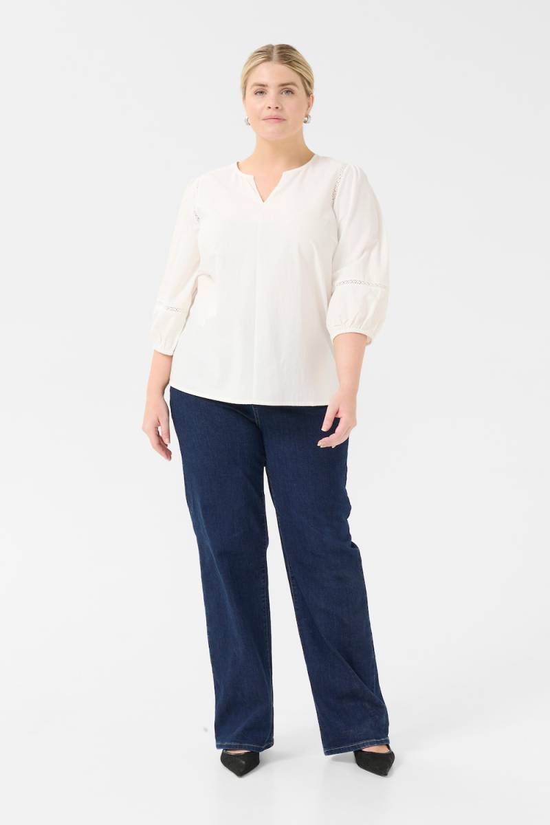 Große Größen Langarm-Bluse Regular fit, Damen, weiß, Größe: 54, Polyester/Baumwolle, Happy Size DE Women Große Größen Langarm-Bluse Regular fit, Damen, weiß, Größe: 54, Polyester/Baumwolle, Happy Size DE Women von KAFFE Curve