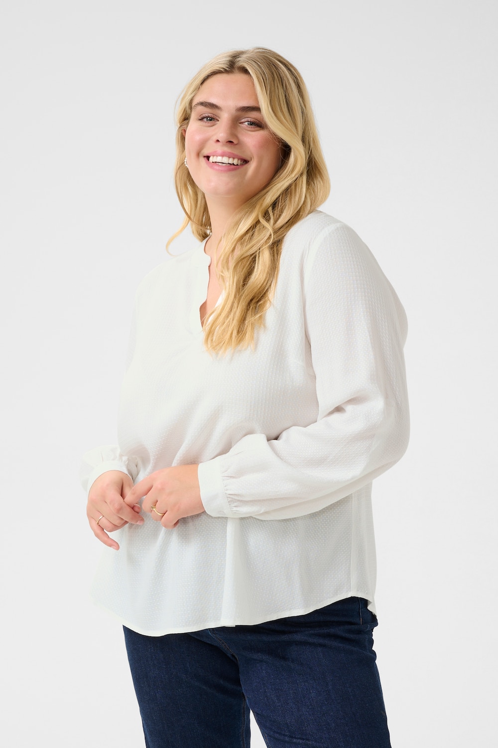 Große Größen Langarm-Bluse Regular fit, Damen, weiß, Größe: 54, Viskose, Happy Size DE Women Große Größen Langarm-Bluse Regular fit, Damen, weiß, Größe: 54, Viskose, Happy Size DE Women von KAFFE Curve