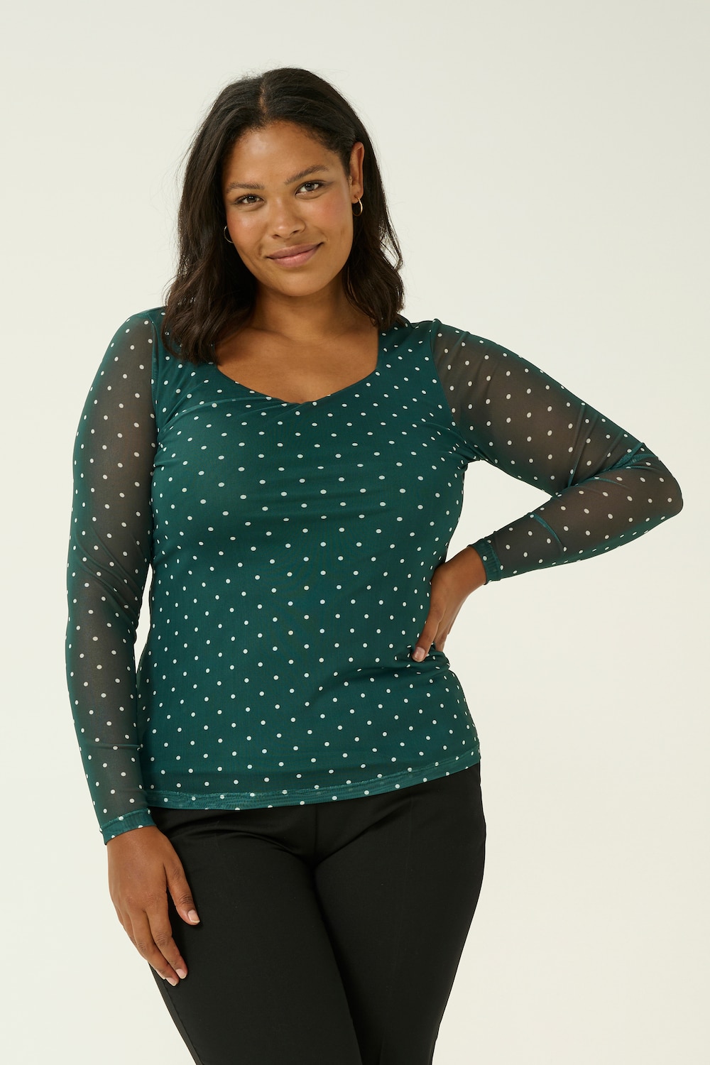 Große Größen Langarm-Bluse Tight fit, Damen, weiß, Größe: 3XL, Polyester, Happy Size DE Women Große Größen Langarm-Bluse Tight fit, Damen, weiß, Größe: 3XL, Polyester, Happy Size DE Women von KAFFE Curve