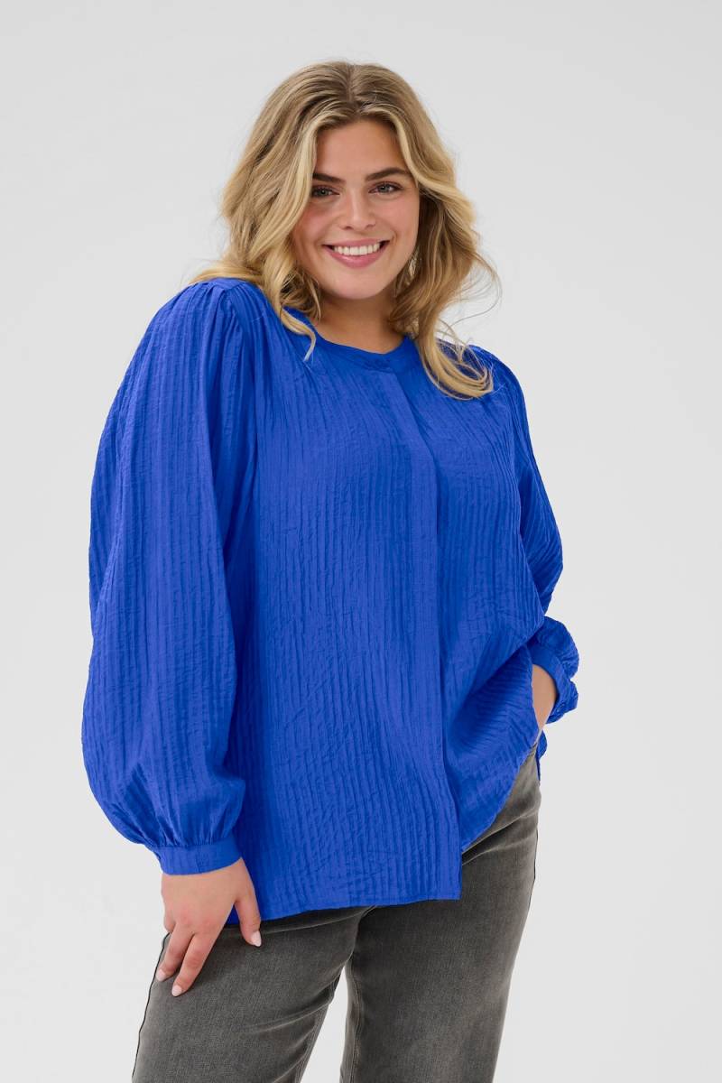 Große Größen Langarm - Hemd Loose fit, Damen, blau, Größe: 44, Viskose/Nylon, Happy Size DE Women von KAFFE Curve