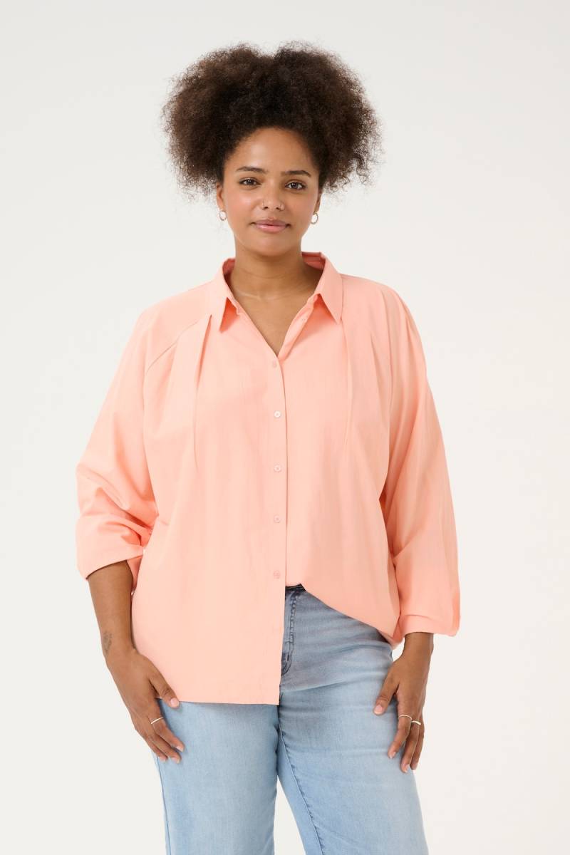 Große Größen Langarm - Hemd Loose fit, Damen, orange, Größe: 54, Baumwolle/Polyester, Happy Size DE Women von KAFFE Curve