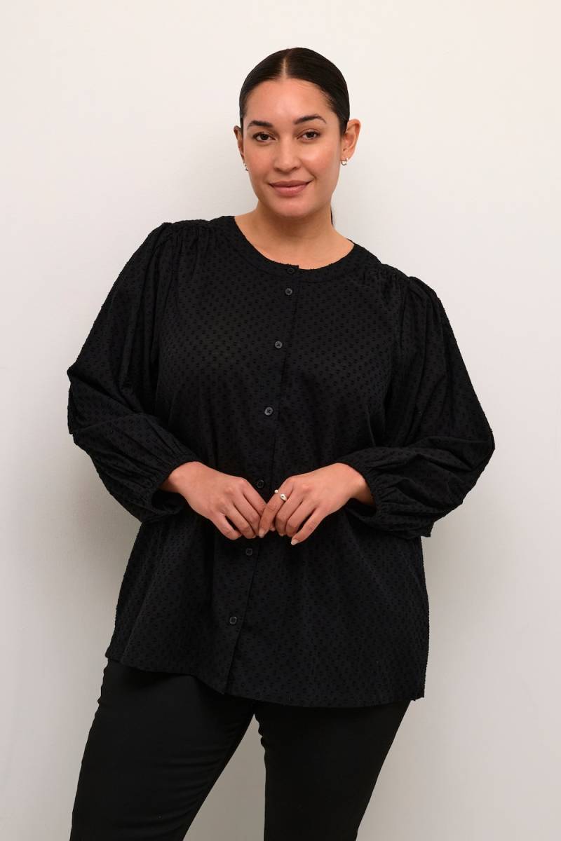 Große Größen Langarm - Hemd Loose fit, Damen, schwarz, Größe: 48, Baumwolle, Happy Size DE Women von KAFFE Curve