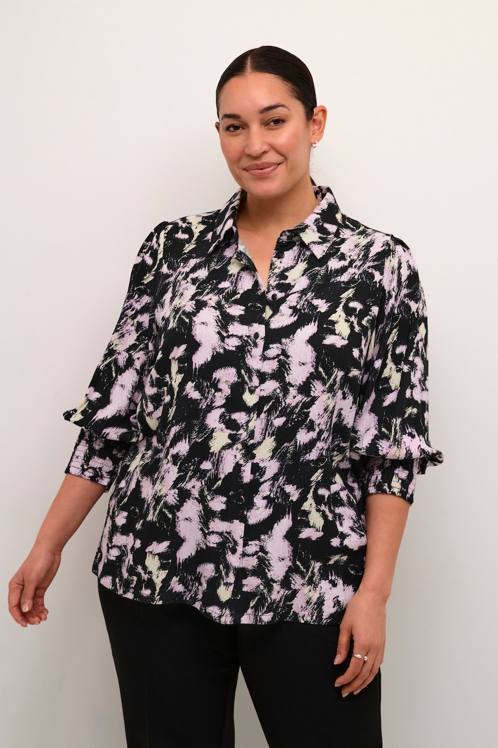 Große Größen Langarm - Hemd Regular fit, Damen, rosa, Größe: 54, Viskose, Happy Size DE Women von KAFFE Curve