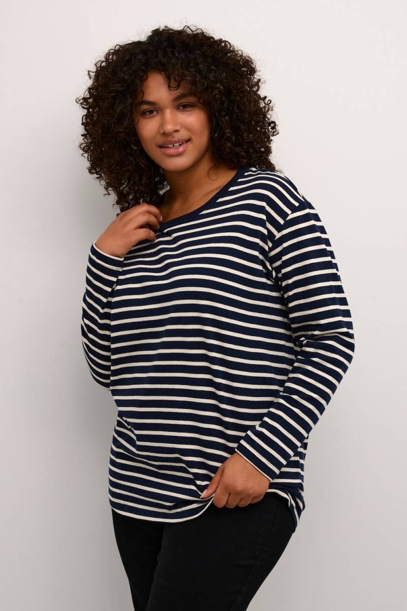 Große Größen Langarm-Shirt Loose fit, Damen, weiß, Größe: XXL, Baumwolle, Happy Size DE Women von KAFFE Curve