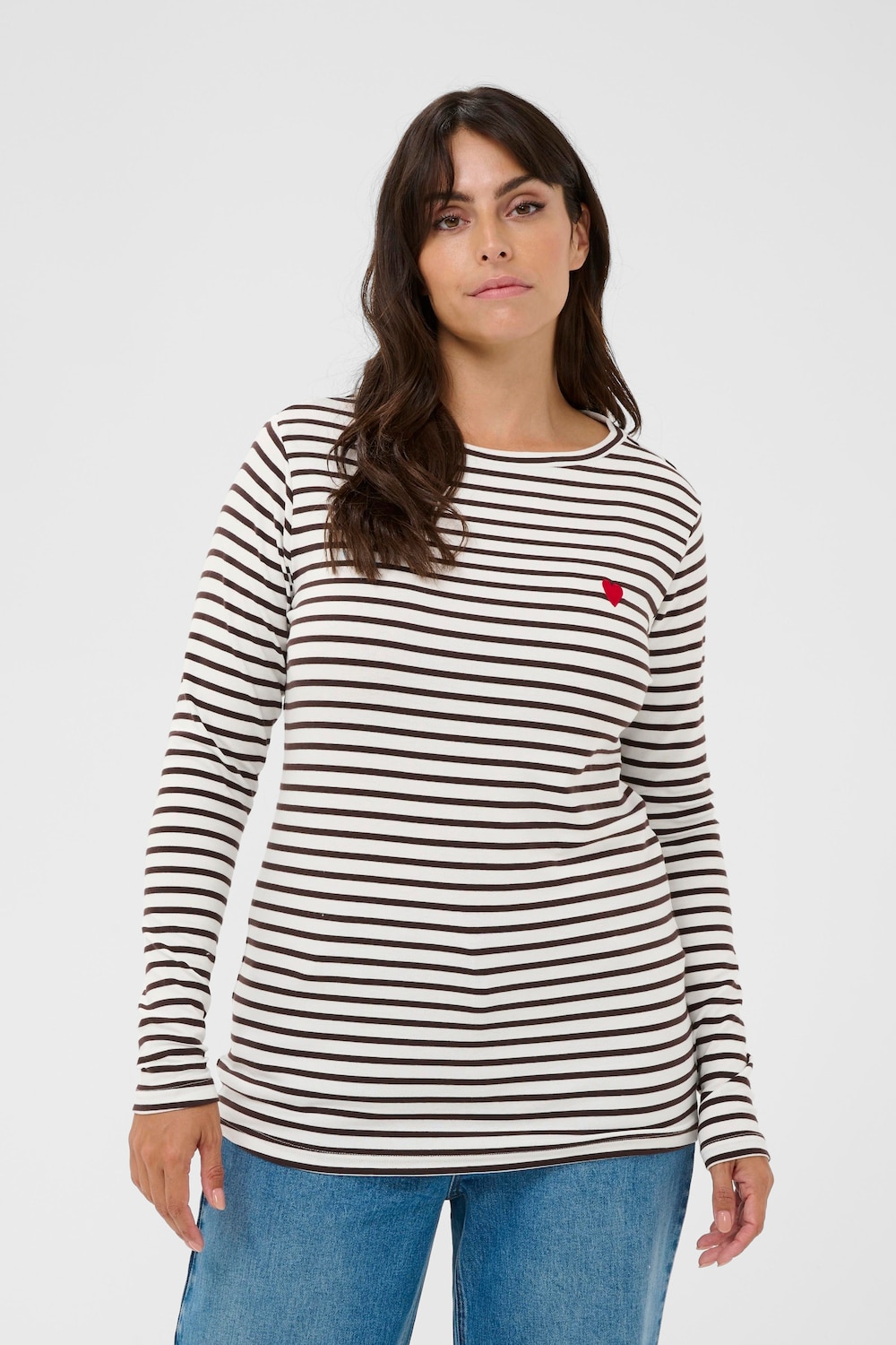 Große Größen Langarm-Shirt Regular fit, Damen, braun, Größe: L, Polyester/Baumwolle/Viskose, Happy Size DE Women von KAFFE Curve