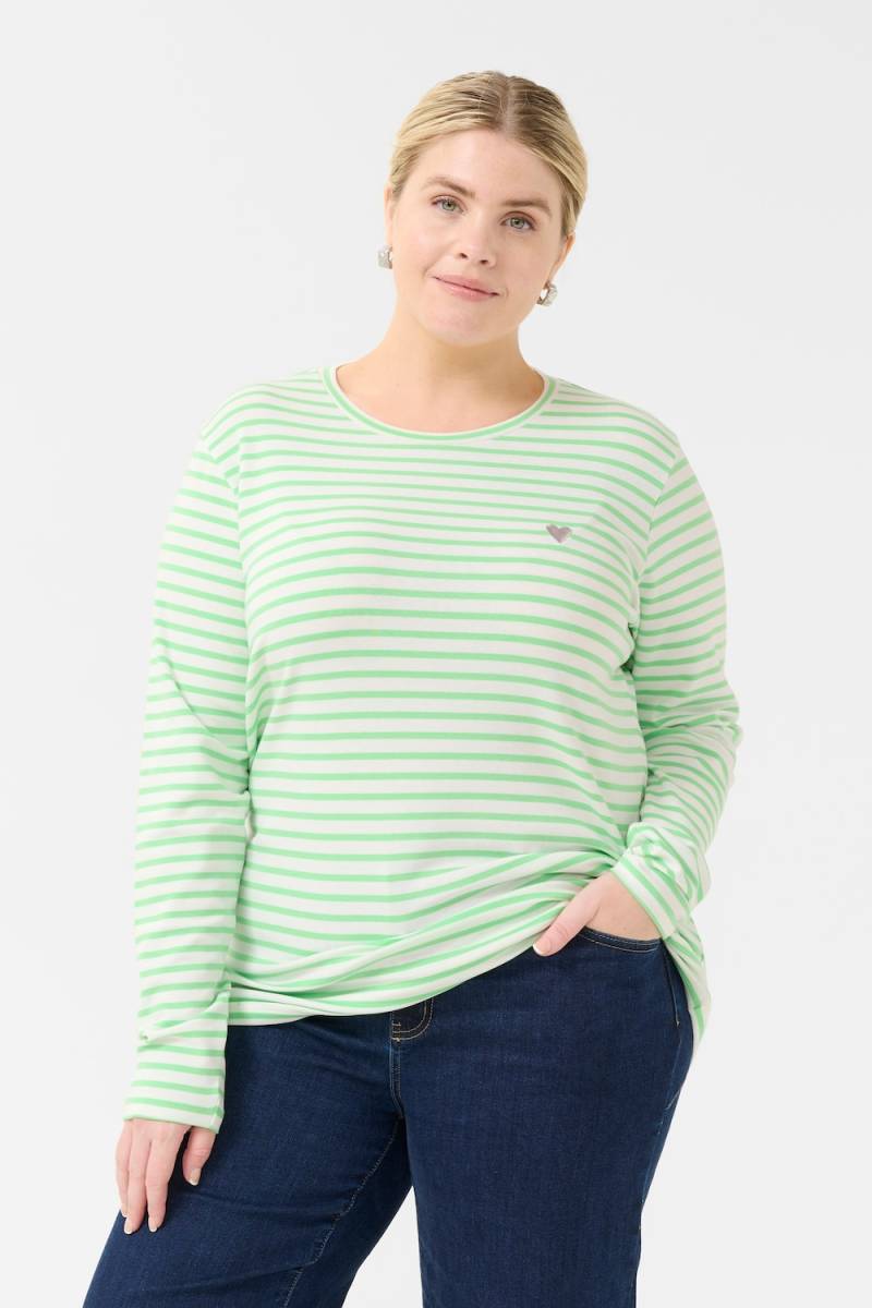 Große Größen Langarm-Shirt Regular fit, Damen, türkis, Größe: L, Polyester/Baumwolle/Viskose, Happy Size DE Women von KAFFE Curve
